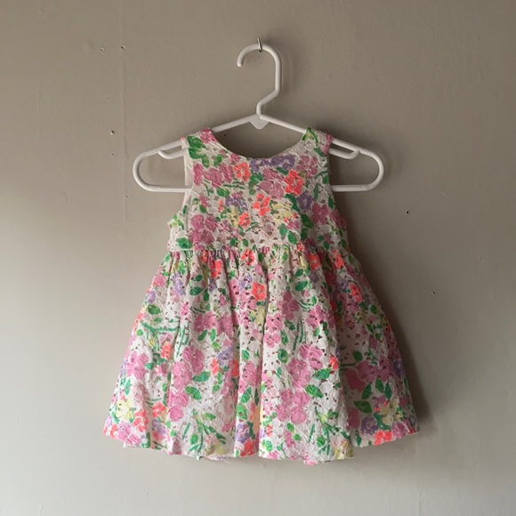 Children’s Place Pink and purple Spring/Summer Floral Lace Dress, 9-12 months - Picture 1 of 7